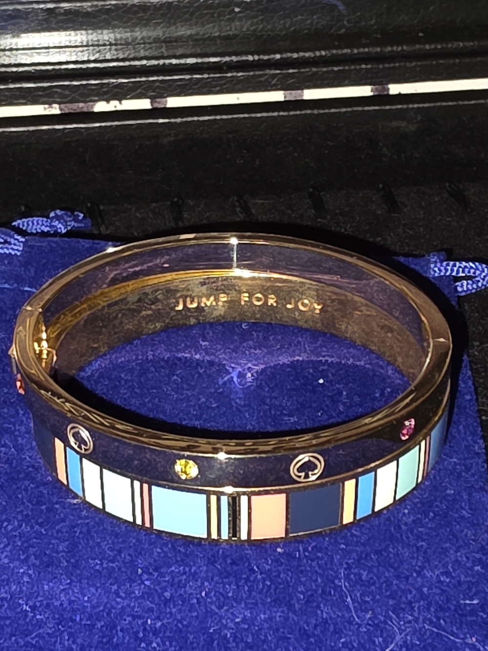 Kate Spade New York Gold-Tone Multicolor Enamel Bangle Blue/Turquoise/Pink/coral